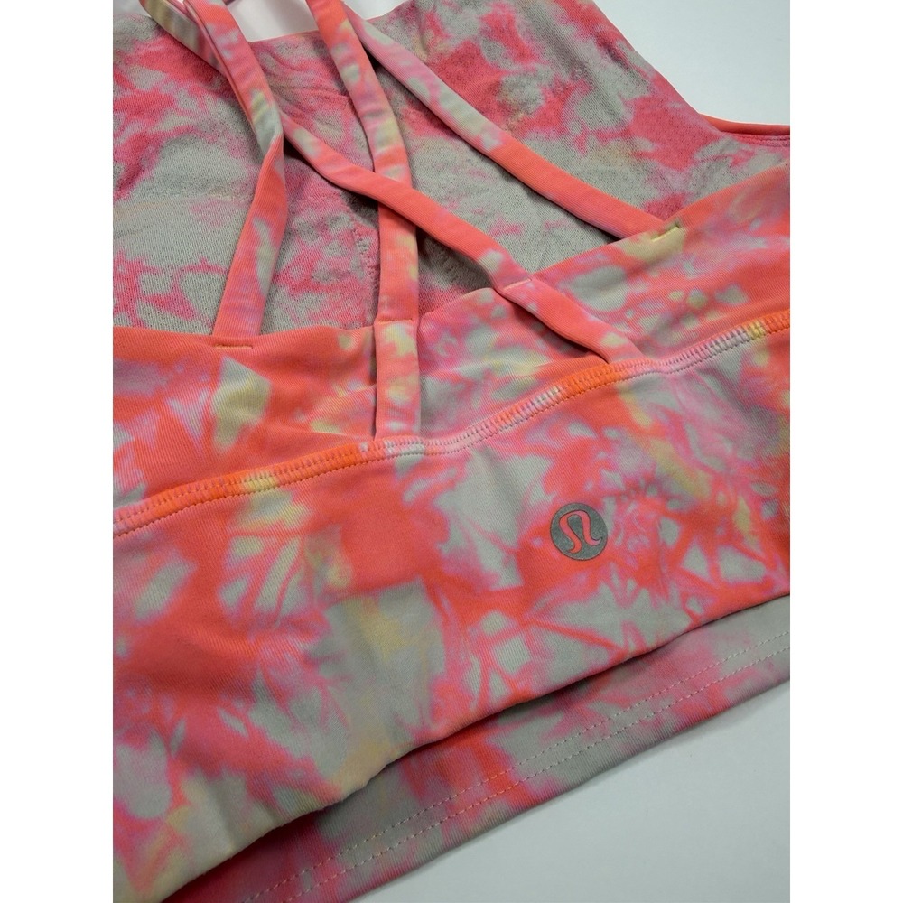 Lululemon Energy Bra High Neck Long Line Shibori Size 4 Sports Bra Athletic - Picture 4 of 6